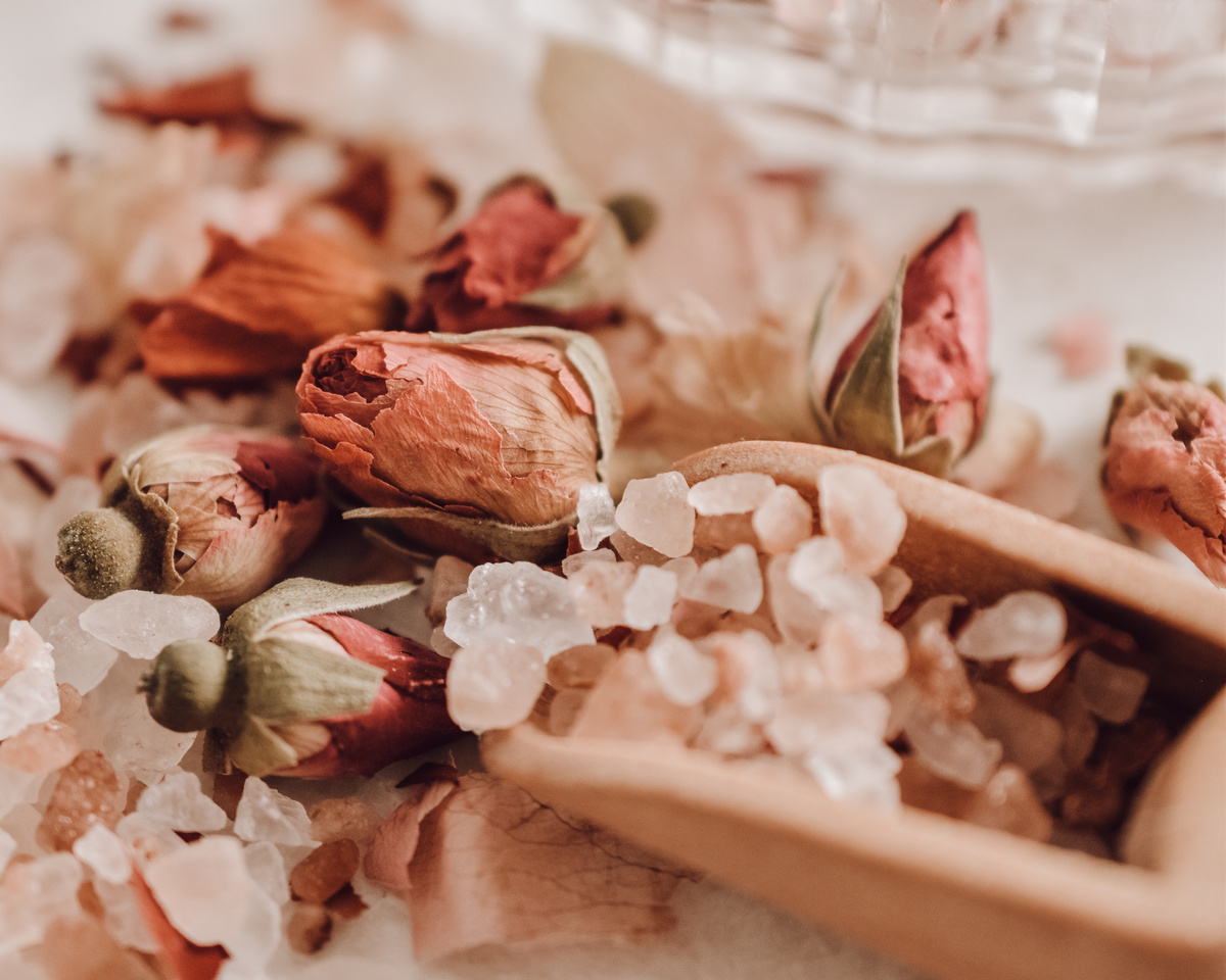 Dried Flowers Beside Bath Salts